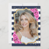 Blaurosa Navy Foto 50. Geburtstag Einladung (Rückseite)