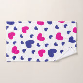 Blaurosa Niedlich Hearts Valentinstag Muster Badhandtuch Set (Handtuch)