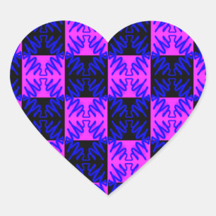 Blaurosa Optisches Neondesign Illusion Muster Herz-Aufkleber