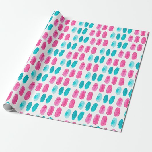Blaurosa Pinselstriche. Abstraktes Malmuster Geschenkpapier (Ungerollt)