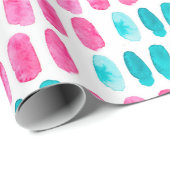 Blaurosa Pinselstriche. Abstraktes Malmuster Geschenkpapier (Rolleneckpunkt)