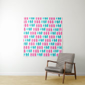 Blaurosa Pinselstriche. Abstraktes Malmuster Wandteppich (Beispiel)