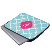 Blaurosa Quatrefolienmonogramm Laptopschutzhülle (Vorne Knopf)