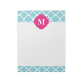 Blaurosa Quatrefolienmonogramm Notizblock (Rotiert)