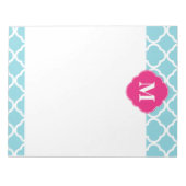 Blaurosa Quatrefolienmonogramm Notizblock (Vorderseite)