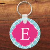 Blaurosa Quatrefolienmonogramm Schlüsselanhänger (Vorderseite)
