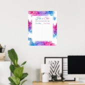 Blaurosa Rauch Baby Gender Reveal Party Abstimmung Poster (Heimbüro)