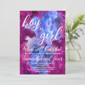 Blaurosa Rauchergeschlecht offenbartes Party Einladung (Stehend Vorderseite)