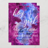 Blaurosa Rauchergeschlecht offenbartes Party Einladung (Vorne/Hinten)