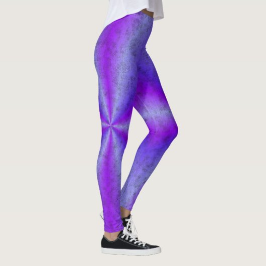 Blaurosa Regenbogen in Elephantenhaut-Letheroptik Leggings (Rechts)