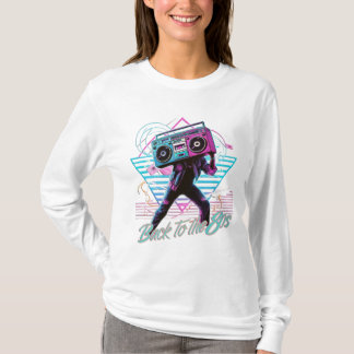 Blaurosa Retro zurück zum 80er Langschläfer T - Sh T-Shirt