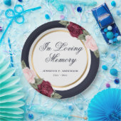 Blaurosa Rote Wasserfarbe Gedenkfeier Beerdigung Pappteller (Party)