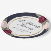 Blaurosa Rote Wasserfarbe Gedenkfeier Beerdigung Pappteller (Schrägansicht)