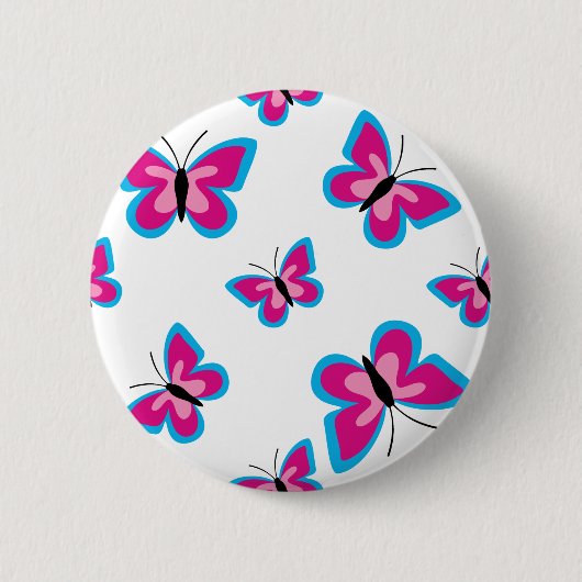 Blaurosa Schmetterlingsmuster Button (Vorderseite)