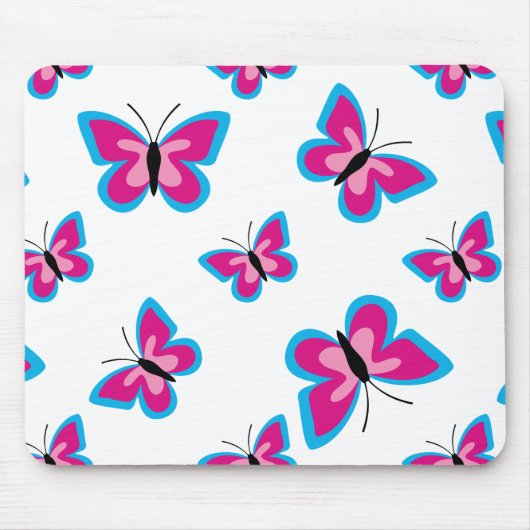 Blaurosa Schmetterlingsmuster Mousepad (Vorne)