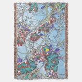 Blaurosa Schwarz abstraktes Blumendesign Decke (Vorderseite Vertikal)