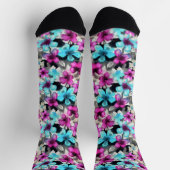 Blaurosa Schwarz Blume Muster Socken (Oben)