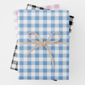 Blaurosa Schwarzes Buffalo Kariert Nahtlos geprüft Geschenkpapier Set (Beispiel)