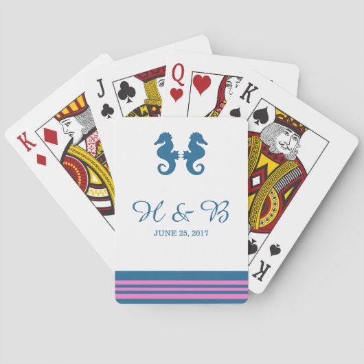 Blaurosa Seepferd Spielkarten (Rückseite)