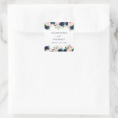 Blaurosa Siegel für Hochzeitsfeiern Quadratischer Aufkleber (Tasche)