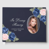 Blaurosa Silberblume Gedenkfeier für das Foto Gästebuch (Vorderseite)