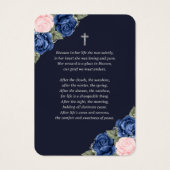 Blaurosa Silberdenkmal Beerdigungskarte (Rückseite)