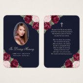 Blaurosa Silberne Gedenkkarte für Beerdigung (Vorne & Hinten)