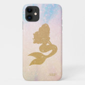 *~* Blaurosa Sparkle Gold Glitzer Mermaid Initial Case-Mate iPhone Hülle (Rückseite)