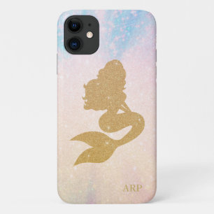*~* Blaurosa Sparkle Gold Glitzer Mermaid Initial Case-Mate iPhone Hülle