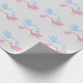 Blaurosa Storchen Geschenkpapier (Ecke)
