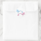 Blaurosa Storchen Runder Aufkleber (Tasche)