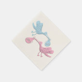 Blaurosa Storchen Serviette (Ecke)