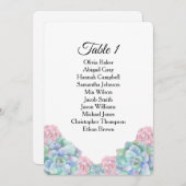Blaurosa Sukkulente. Hochzeitssitzpläne Einladung (Vorne/Hinten)