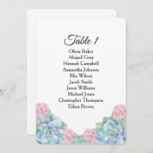 Blaurosa Sukkulente. Hochzeitssitzpläne