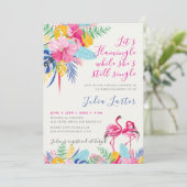 Blaurosa tropisches Wildwald-Brautparty Einladung (Stehend Vorderseite)