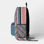 Blaurosa und braune Diagonalstreifen Bedruckter Rucksack (Rechts)
