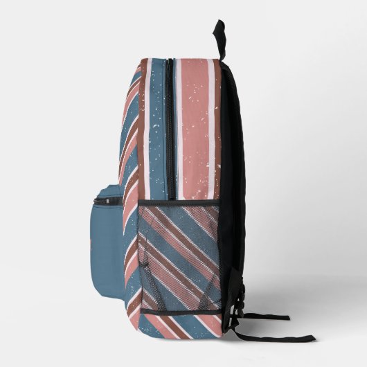 Blaurosa und braune Diagonalstreifen Bedruckter Rucksack (Rechts)