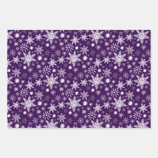 Blaurosa und Lila Schneeflocken Geschenkpapier Set (Vorderseite 3)