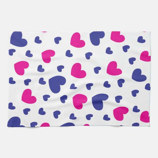 Blaurosa Valentinstag Herzmuster Geschirrtuch (Horizontal)