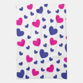 Blaurosa Valentinstag Herzmuster Geschirrtuch (Vertikal)