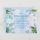 Blaurosa Vergiss-ich-nicht-Verlobung Einladungspostkarte (Vorne/Hinten)