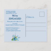 Blaurosa Vergiss-ich-nicht-Verlobung Einladungspostkarte (Rückseite)