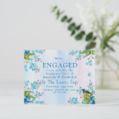 Blaurosa Vergiss-ich-nicht-Verlobung Einladungspostkarte (Stehend Vorderseite)