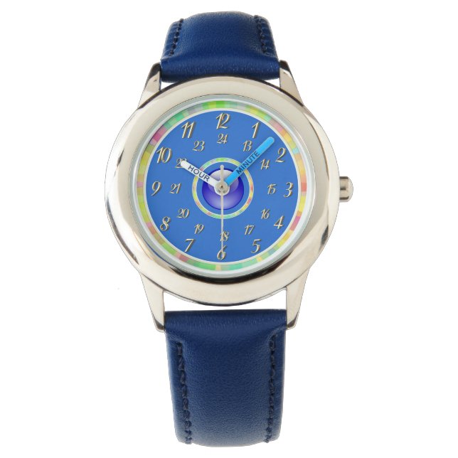 Blaurosa Wasser-Uhr Armbanduhr (Vorderseite)