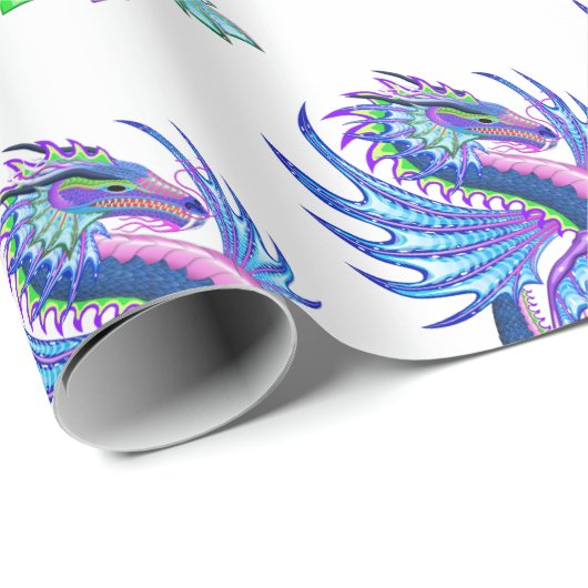 Blaurosa Wasserdrache Geschenkpapier (Rolleneckpunkt)