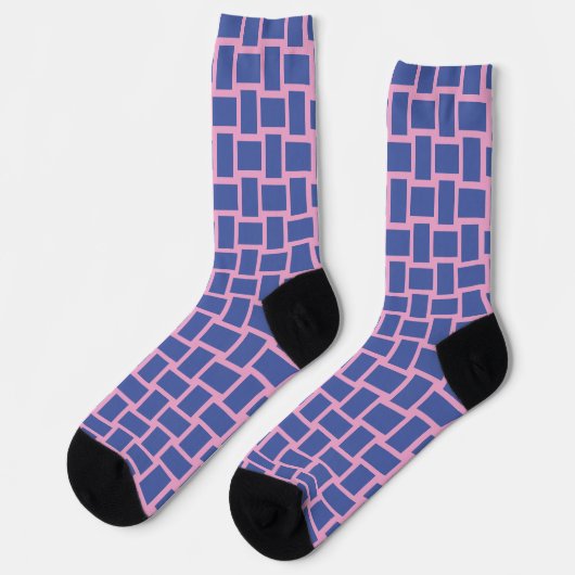 Blaurosa Weblockenmuster Socken (Linkes Detail)