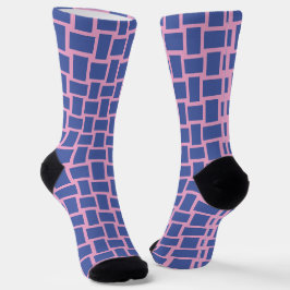 Blaurosa Weblockenmuster Socken