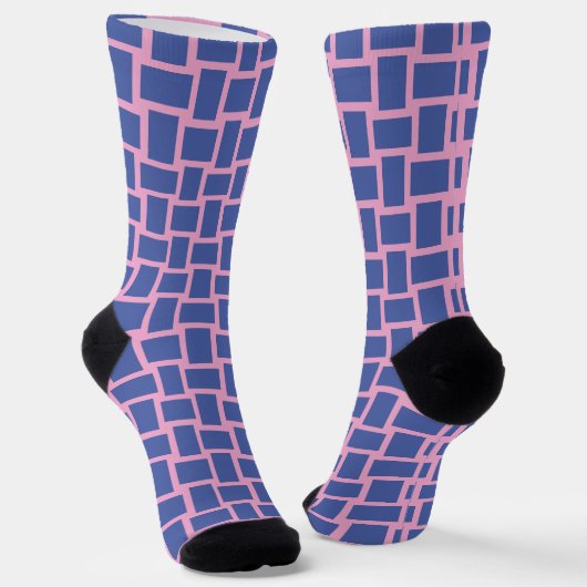 Blaurosa Weblockenmuster Socken (Gewinkelt)