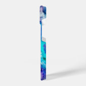 Blaurosa, weiße Aquarellfarben iPhone Hülle (Linke Seite)