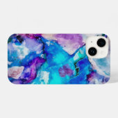 Blaurosa, weiße Aquarellfarben iPhone Hülle (Rückseite (Horizontal))